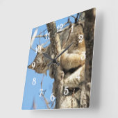 Horloge Carrée Lynx espiègle (Angle)