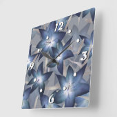 Horloge Carrée Lys bleus (Angle)