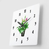 Horloge Carrée Lys Calla rose et blanc (Angle)