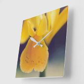 Horloge Carrée Lys jaunes (Angle)