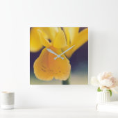 Horloge Carrée Lys jaunes (Maison)