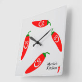 Horloge Carrée M. Hot Pepper - Cuisine personnalisée (Angle)