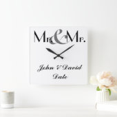 Horloge Carrée M. & Mr Custom GAY HOMS Clock Cadeau (Maison)