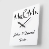 Horloge Carrée M. & Mr Custom GAY HOMS Clock Cadeau (Angle)