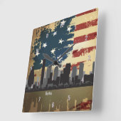 Horloge Carrée MA American Cities CityScape Wall Clock (Angle)