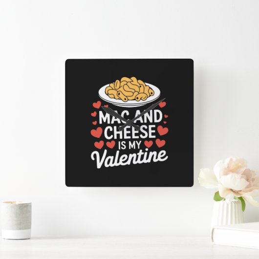 Horloge Carrée Mac Et Fromage Valentine Mac n Cheese Lover Cadeau (Maison)