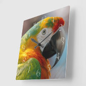 Horloge Carrée Macaw Parrot (Angle)