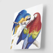 Horloge Carrée Macaw Parrot Birds Animals Wall Clock (Angle)