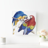 Horloge Carrée Macaw Parrot Birds Animals Wall Clock (Maison)