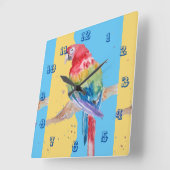 Horloge Carrée Macaw Watercolor Parrot Bird Childrens (Angle)
