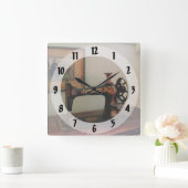 Horloge Carrée Machine à coudre et lithographie (Maison)