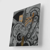 Horloge Carrée Machines de Steampunk (Angle)