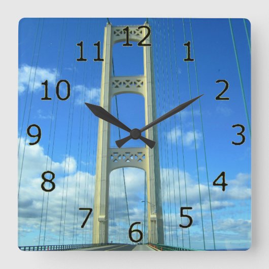 Horloge Carrée Mackinac Bridge Art avec Numbers (Recto)