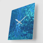 Horloge Carrée macro vitrail bleu (Angle)