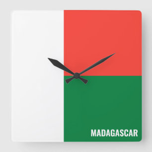 Horloge Carrée Madagascar Drapeau éblouissant patriotique