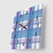 Horloge Carrée Madras Plaid Blue et Purple (Angle)