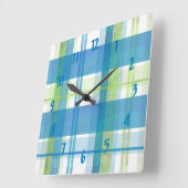 Horloge Carrée Madras Plaid Green et Blue (Angle)