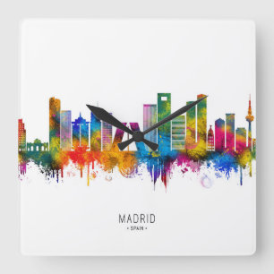 Horloge Carrée Madrid Espagne Toit