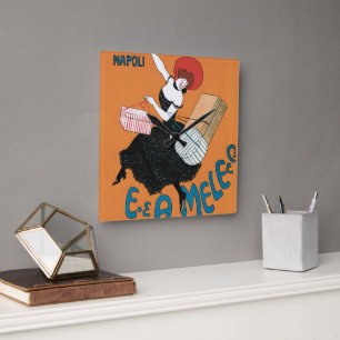 Horloge Carrée Magasins Italiens Art Nouveau vintage par Capiello