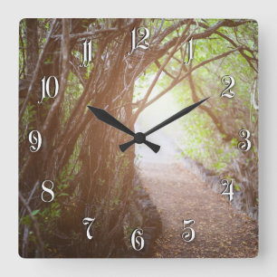Horloge Carrée Magic forest in the morning