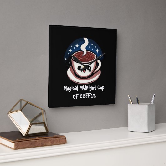 Horloge Carrée Magical Midnight Cup Of Coffee  (Bureau)