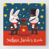 Horloge Carrée Magiciens Lapins Mignons sur Scène Magique (Recto)