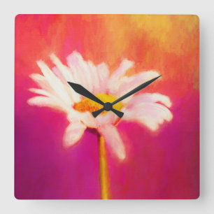 Horloge Carrée Magnifique Daisy Art