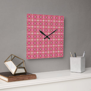 Horloge Carrée Magnifique motif rose complexe