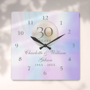 Horloge Carrée Magnifique perle 30e anniversaire de mariage