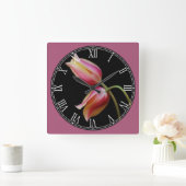 Horloge Carrée Magnifique Tulipes chiffres romains (Maison)