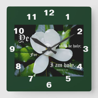 Horloge Carrée Magnolia méridionale avec Leviticus 11:44