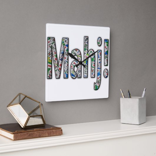 Horloge Carrée Mahjong - Mahj! (Bureau)