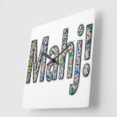 Horloge Carrée Mahjong - Mahj! (Angle)