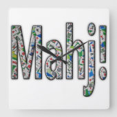 Horloge Carrée Mahjong Square Clock - Mahj! (Recto)