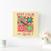 Horloge Carrée Maintenez le calme et la surface composée de blocs (Maison)