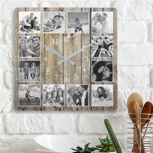Horloge Carrée Maison de ferme moderne Famille Rustique Collage p