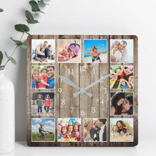 Horloge Carrée Maison de ferme moderne Famille Rustique Collage p