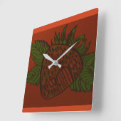 Horloge Carrée Maison de la fraise, douce maison (Angle)