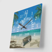 Horloge Carrée Maison de plage Tropical (Angle)