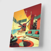 Horloge Carrée Maison de rêve moderne du milieu du siècle (Angle)