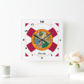 Horloge Carrée Maison Floride moderne, Floride Drapeau design / U (Maison)