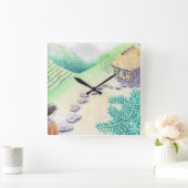 Horloge Carrée Maison japonaise Nostalgique "Furusato" (Maison)