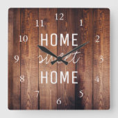 Horloge Carrée Maison moderne rustic dark barn wood (Recto)
