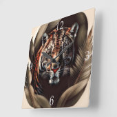 Horloge Carrée Majestic Jaguar - Roi De La Jungle (Angle)