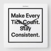 Horloge Carrée Make Every Tick Count Wall Clock [Text/Name] (Recto)