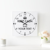 Horloge Carrée Make Your Own Keep Calm Your Text Clock Custom (Maison)
