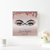 Horloge Carrée Makeup Beauty Lashes Rose Gold Drips Glitter (Maison)