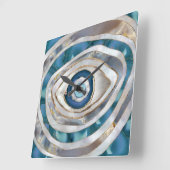 Horloge Carrée Mal Eye Textes minéraux et or (Angle)