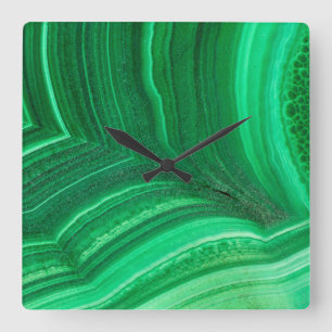 Horloge Carrée Malachite Minéral vert vif