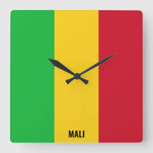 Horloge Carrée Mali Drapeau éblouissant patriotique